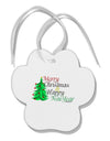 Merry Christmas & Happy New Year Paw Print Shaped Ornament-Ornament-TooLoud-White-Davson Sales