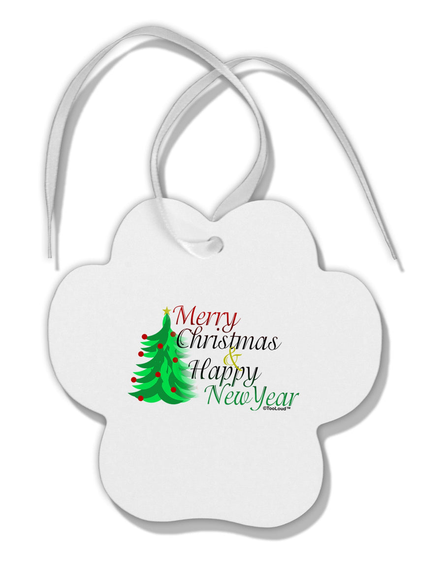 Merry Christmas & Happy New Year Paw Print Shaped Ornament-Ornament-TooLoud-White-Davson Sales