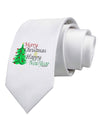 Merry Christmas & Happy New Year Printed White Necktie