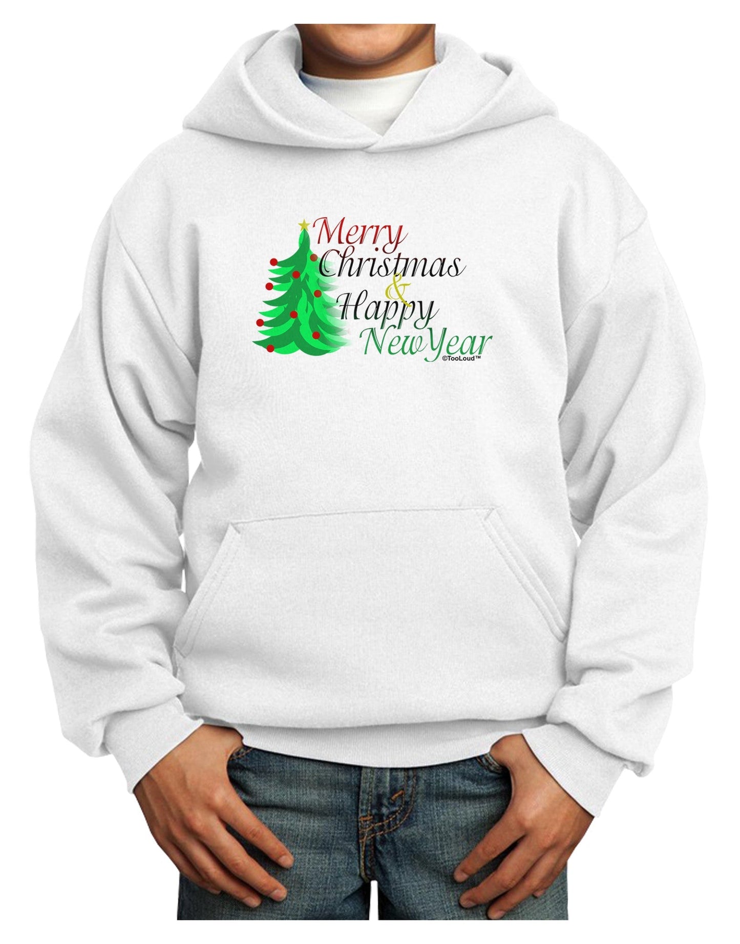 Merry Christmas & Happy New Year Youth Hoodie Pullover Sweatshirt-Youth Hoodie-TooLoud-White-XS-Davson Sales
