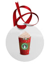 Merry Christmas Latte Cup Circular Metal Ornament-Ornament-TooLoud-White-Davson Sales