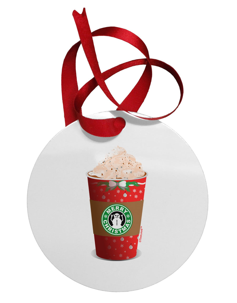 Merry Christmas Latte Cup Circular Metal Ornament-Ornament-TooLoud-White-Davson Sales