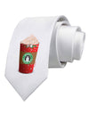 Merry Christmas Latte Cup Printed White Necktie