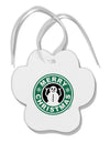 Merry Christmas Latte Logo Paw Print Shaped Ornament-Ornament-TooLoud-White-Davson Sales