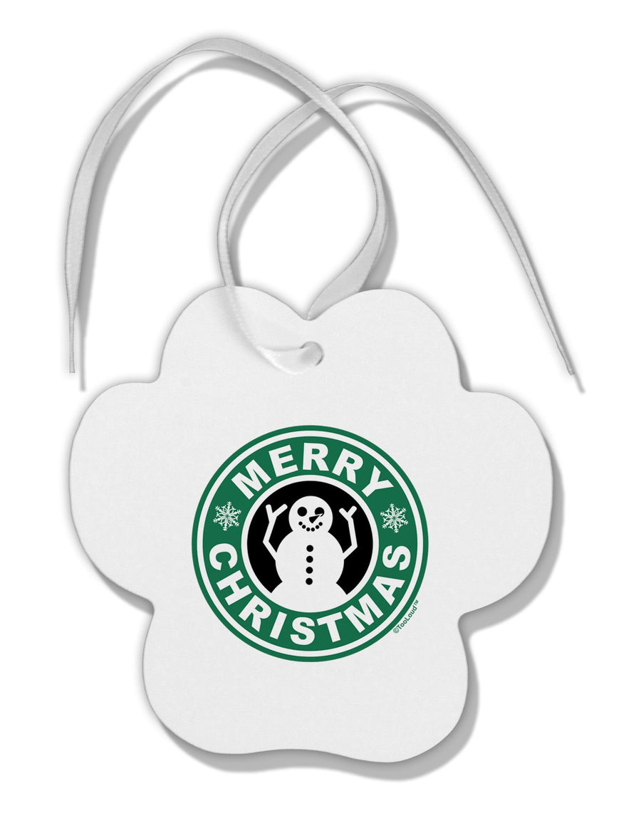 Merry Christmas Latte Logo Paw Print Shaped Ornament-Ornament-TooLoud-White-Davson Sales