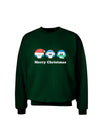 Merry Christmas Penguins See Hear Speak No Evil Adult Dark Sweatshirt-Sweatshirts-TooLoud-Deep-Forest-Green-Small-Davson Sales