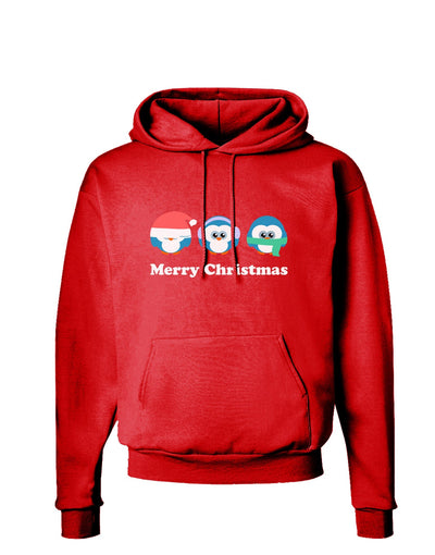 Merry Christmas Penguins See Hear Speak No Evil Dark Hoodie Sweatshirt-Hoodie-TooLoud-Red-Small-Davson Sales