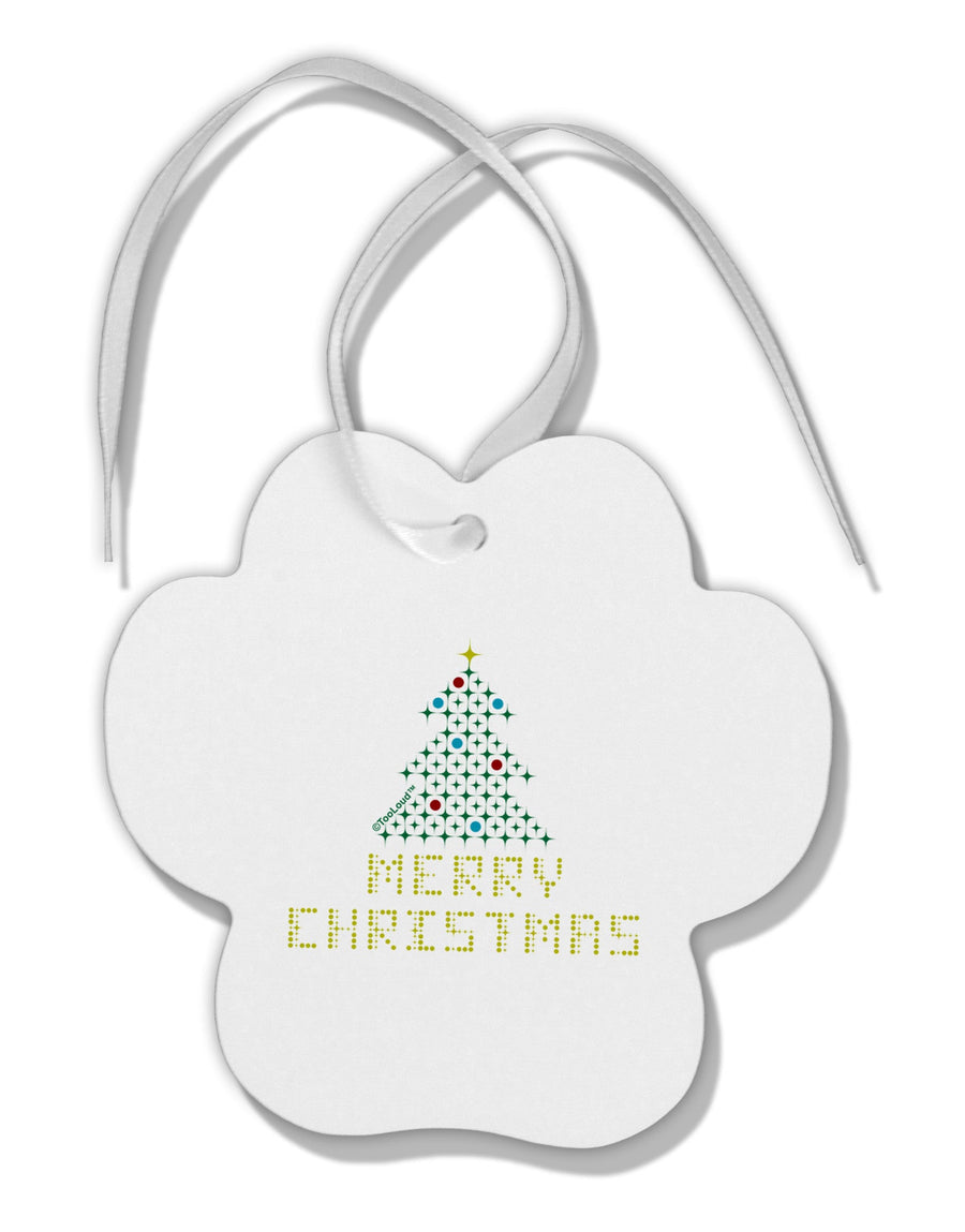 Merry Christmas Sparkles Paw Print Shaped Ornament-Ornament-TooLoud-White-Davson Sales