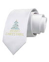 Merry Christmas Sparkles Printed White Necktie