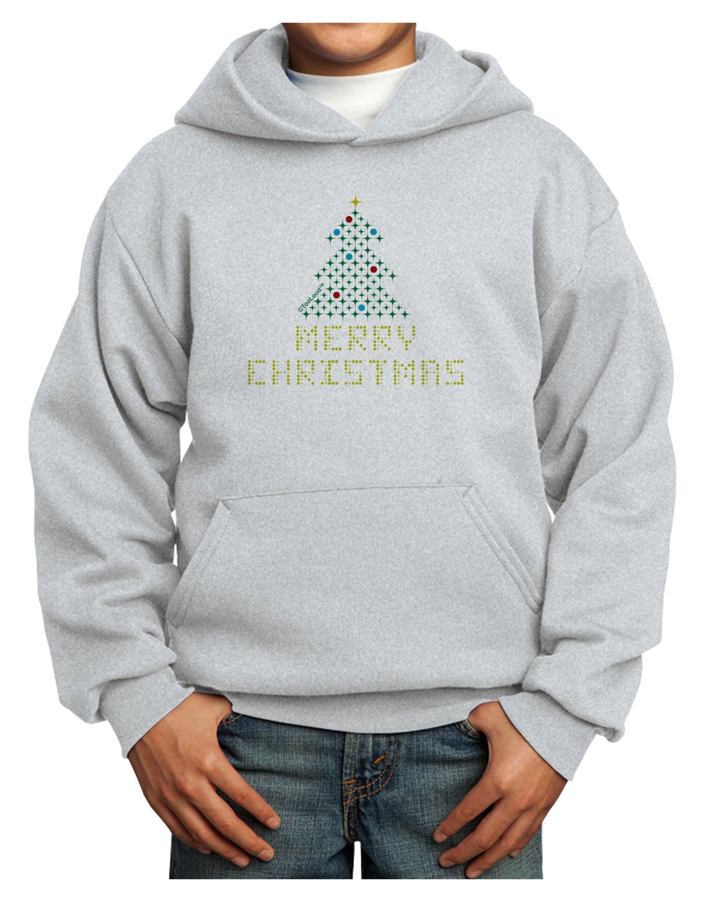 Merry Christmas Sparkles Youth Hoodie Pullover Sweatshirt-Youth Hoodie-TooLoud-Ash-XS-Davson Sales