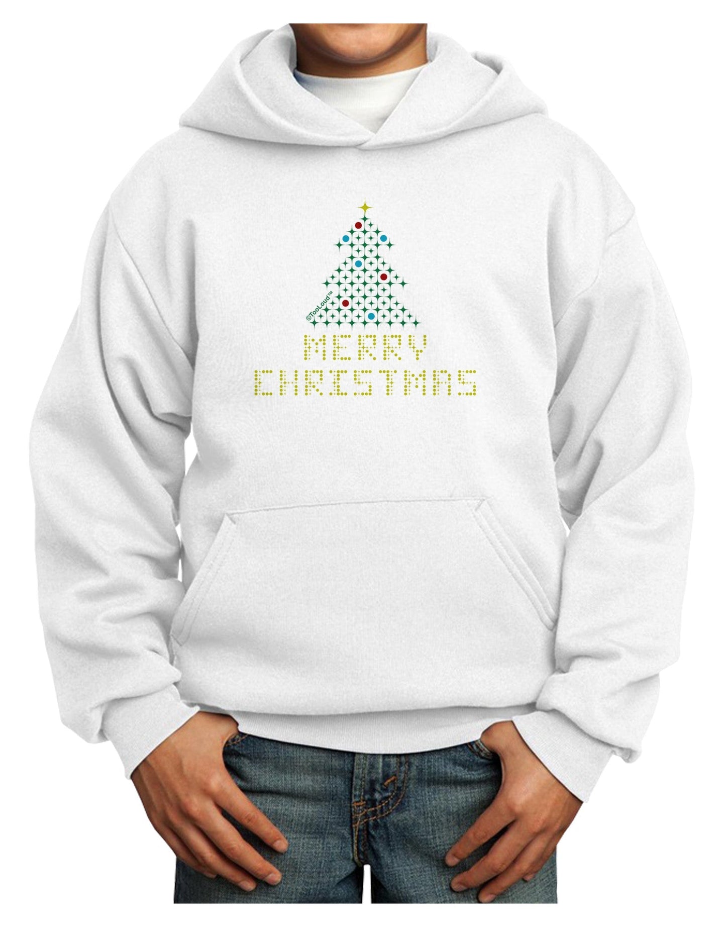 Merry Christmas Sparkles Youth Hoodie Pullover Sweatshirt-Youth Hoodie-TooLoud-White-XS-Davson Sales