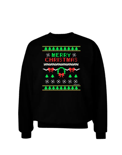 Merry Christmas Ugly Christmas Sweater Adult Dark Sweatshirt-Sweatshirts-TooLoud-Black-Small-Davson Sales