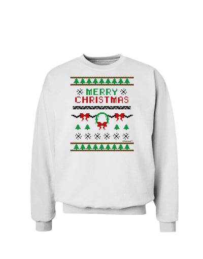 Merry Christmas Ugly Christmas Sweater Sweatshirt-Sweatshirts-TooLoud-White-Small-Davson Sales