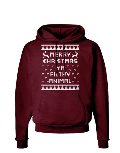 Merry Christmas Ya Filthy Animal Christmas Sweater Dark Hoodie Sweatshirt-Hoodie-TooLoud-Maroon-Small-Davson Sales