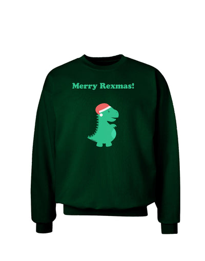 Merry Rexmas T-Rex Dinosaur Christmas Adult Dark Sweatshirt-Sweatshirts-TooLoud-Deep-Forest-Green-Small-Davson Sales