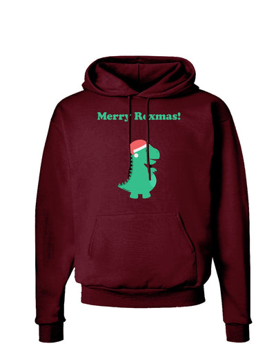 Merry Rexmas T-Rex Dinosaur Christmas Dark Hoodie Sweatshirt-Hoodie-TooLoud-Maroon-Small-Davson Sales