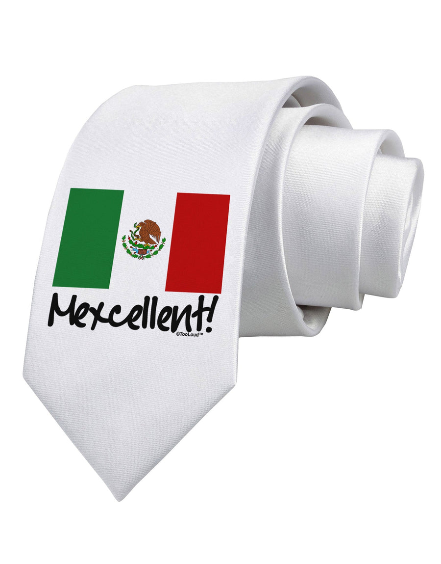 Mexcellent - Mexican Flag Printed White Necktie