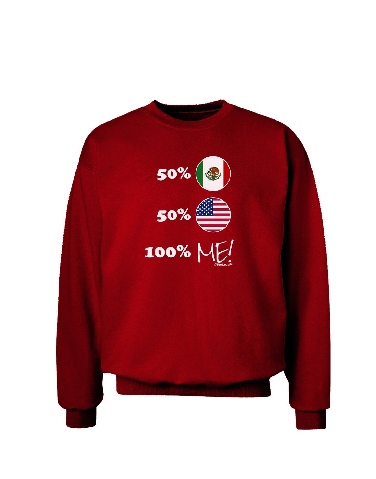 Mexican American 100 Percent Me Adult Dark Sweatshirt-Sweatshirts-TooLoud-Deep-Red-Small-Davson Sales