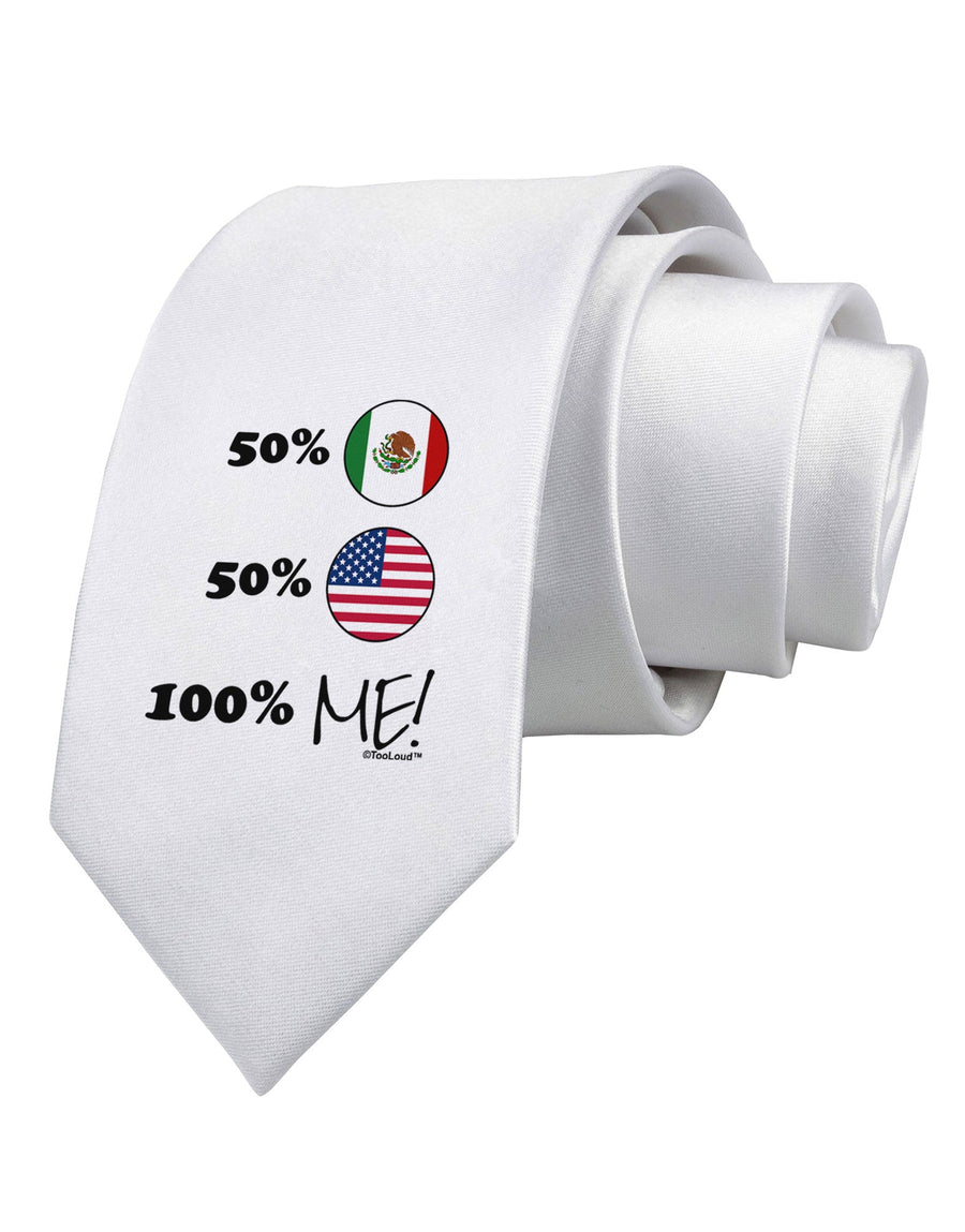 Mexican American 100 Percent Me Printed White Necktie