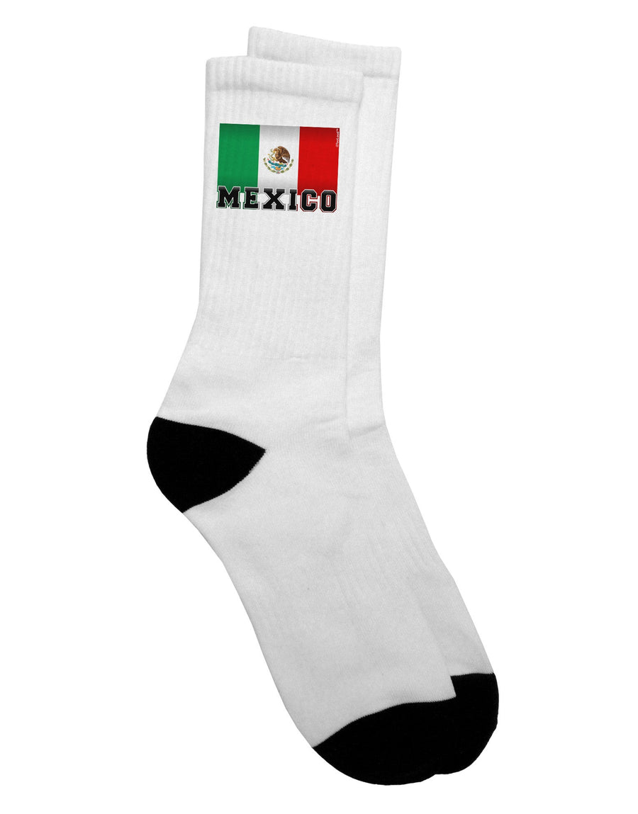 Mexican Flag Adult Crew Socks - Enhancing Your Wardrobe with a Touch of Patriotism - TooLoud-Socks-TooLoud-White-Ladies-4-6-Davson Sales