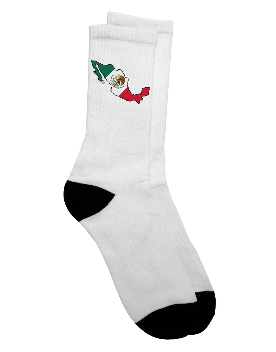 Mexican Flag Adult Crew Socks with Mexico Outline - A Must-Have for Ecommerce Enthusiasts - TooLoud-Socks-TooLoud-White-Ladies-4-6-Davson Sales