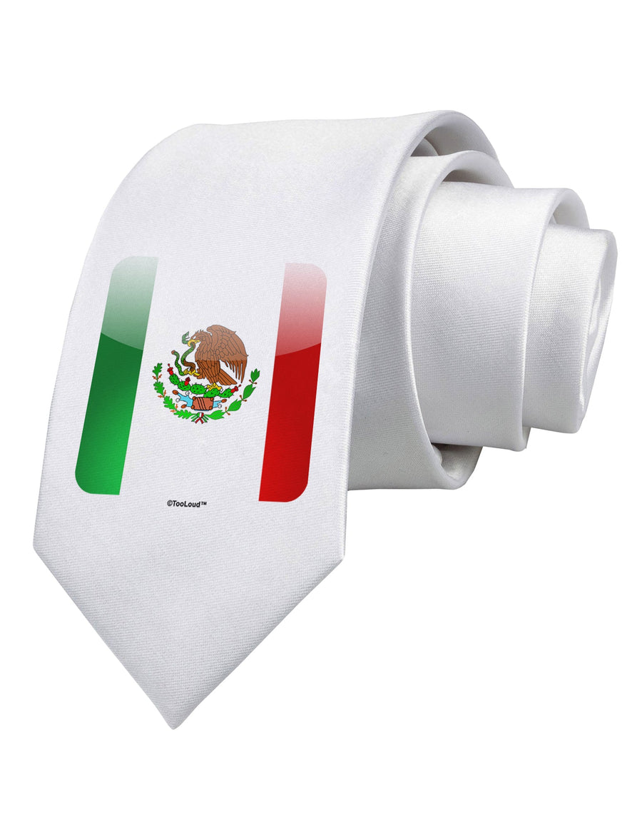 Mexican Flag App Icon Printed White Necktie by TooLoud