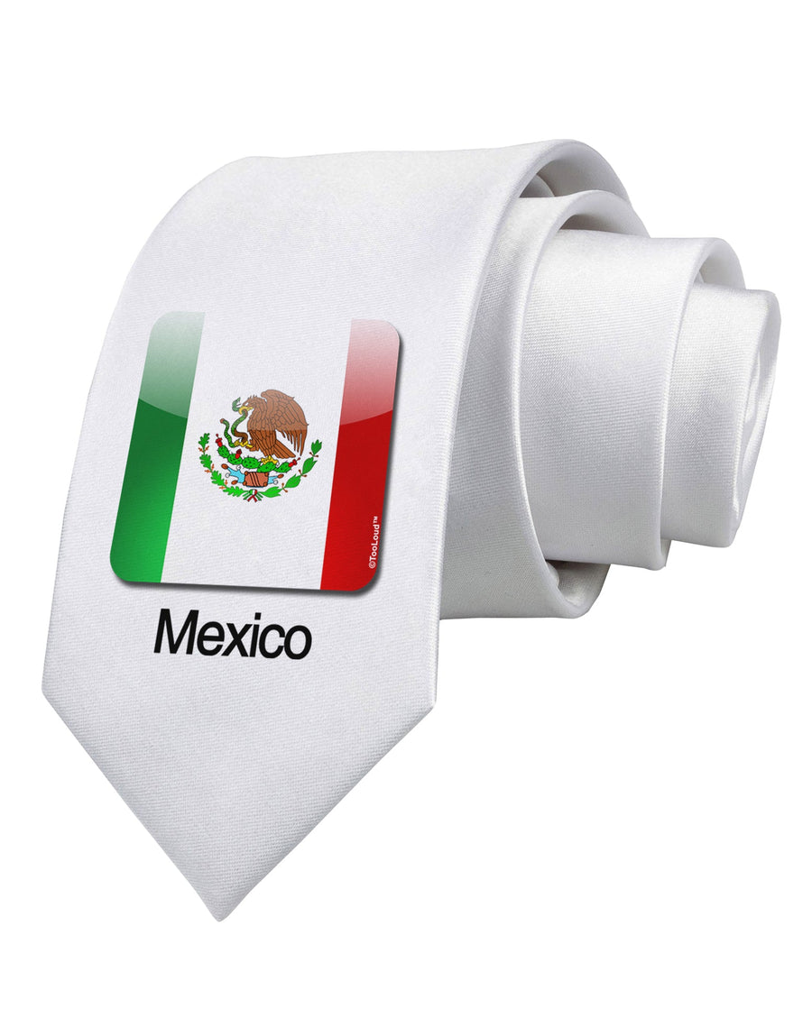 Mexican Flag App Icon - Text Printed White Necktie by TooLoud