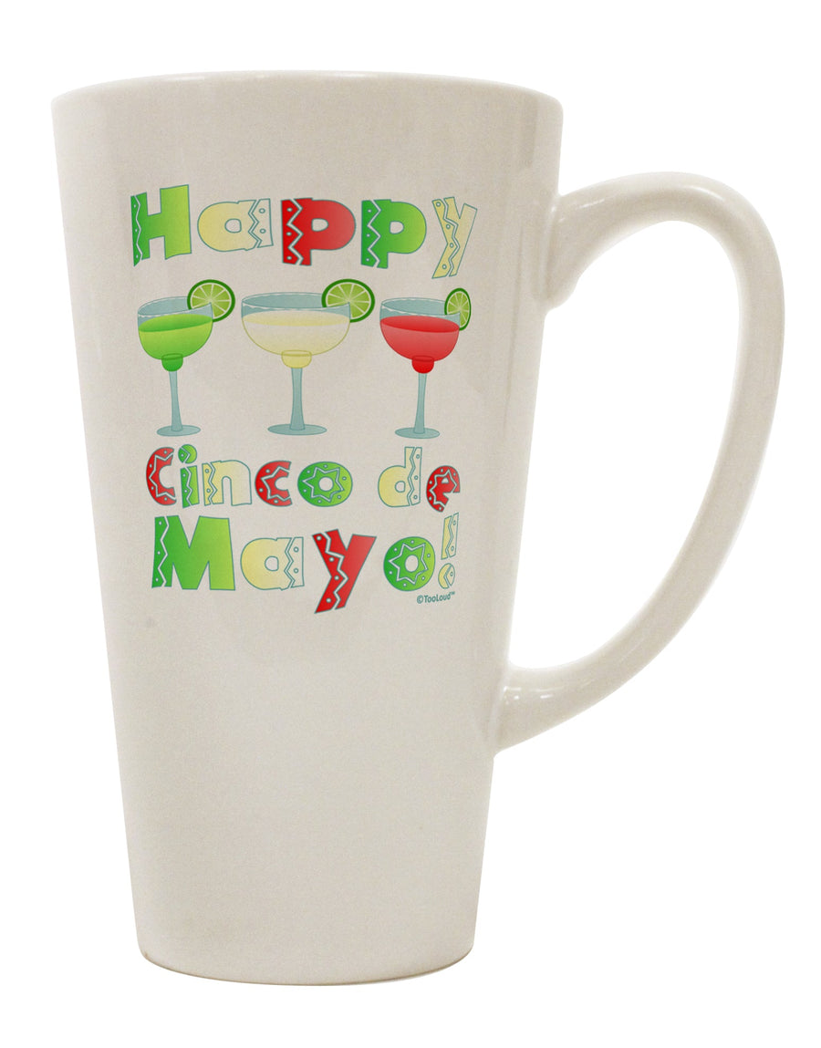 Mexican Flag Colors: Celebrate Cinco de Mayo with our 16 Ounce Conical Latte Coffee Mug - TooLoud-Conical Latte Mug-TooLoud-White-Davson Sales