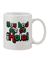 Mexican Flag Colors Printed 11 oz Coffee Mug - A Captivating Expression of Hola by TooLoud-11 OZ Coffee Mug-TooLoud-White-Davson Sales