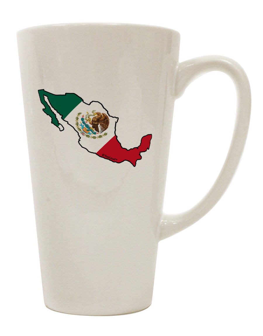 Mexican Flag Conical Latte Coffee Mug - Expertly Crafted for Authentic Mexican Beverage Experience by TooLoud-Conical Latte Mug-TooLoud-White-Davson Sales