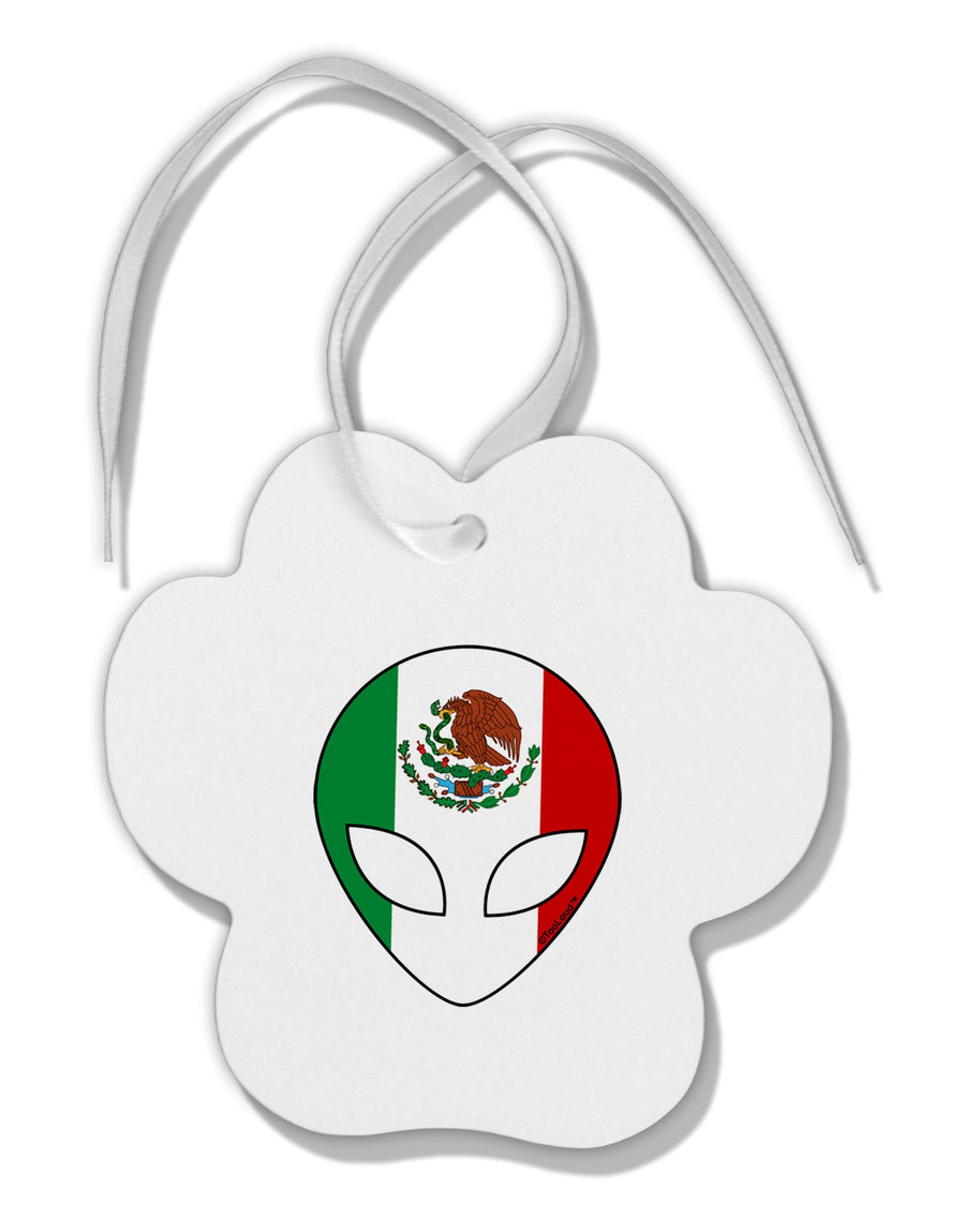 Mexican Flag Extraterrestrial Paw Print Shaped Ornament by TooLoud-Ornament-TooLoud-White-Davson Sales