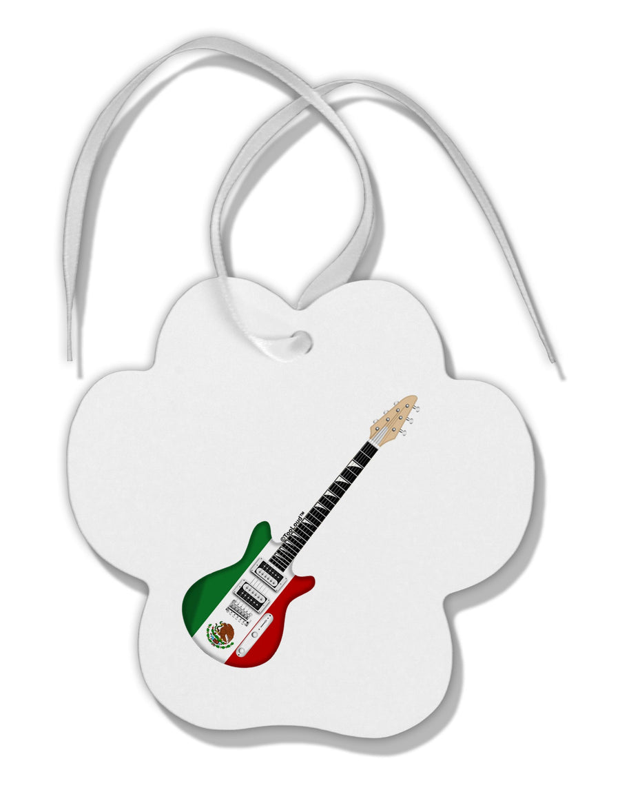 Mexican Flag Guitar Design Paw Print Shaped Ornament by TooLoud-Ornament-TooLoud-White-Davson Sales