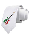 Mexican Flag Guitar Design Printed White Necktie by TooLoud