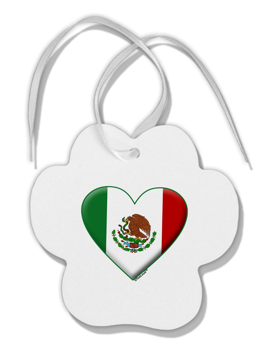 Mexican Flag Heart - Beveled Paw Print Shaped Ornament by TooLoud-Ornament-TooLoud-White-Davson Sales