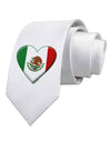 Mexican Flag Heart - Beveled Printed White Necktie by TooLoud