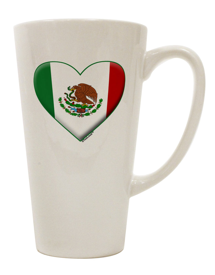 Mexican Flag Heart - Exquisitely Crafted 16 Ounce Conical Latte Coffee Mug by TooLoud-Conical Latte Mug-TooLoud-White-Davson Sales