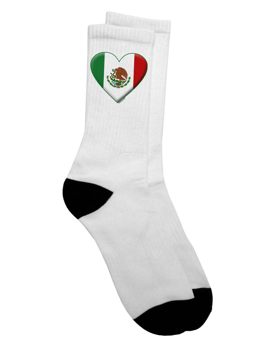 Mexican Flag Heart - Premium Beveled Adult Crew Socks by TooLoud-Socks-TooLoud-White-Ladies-4-6-Davson Sales