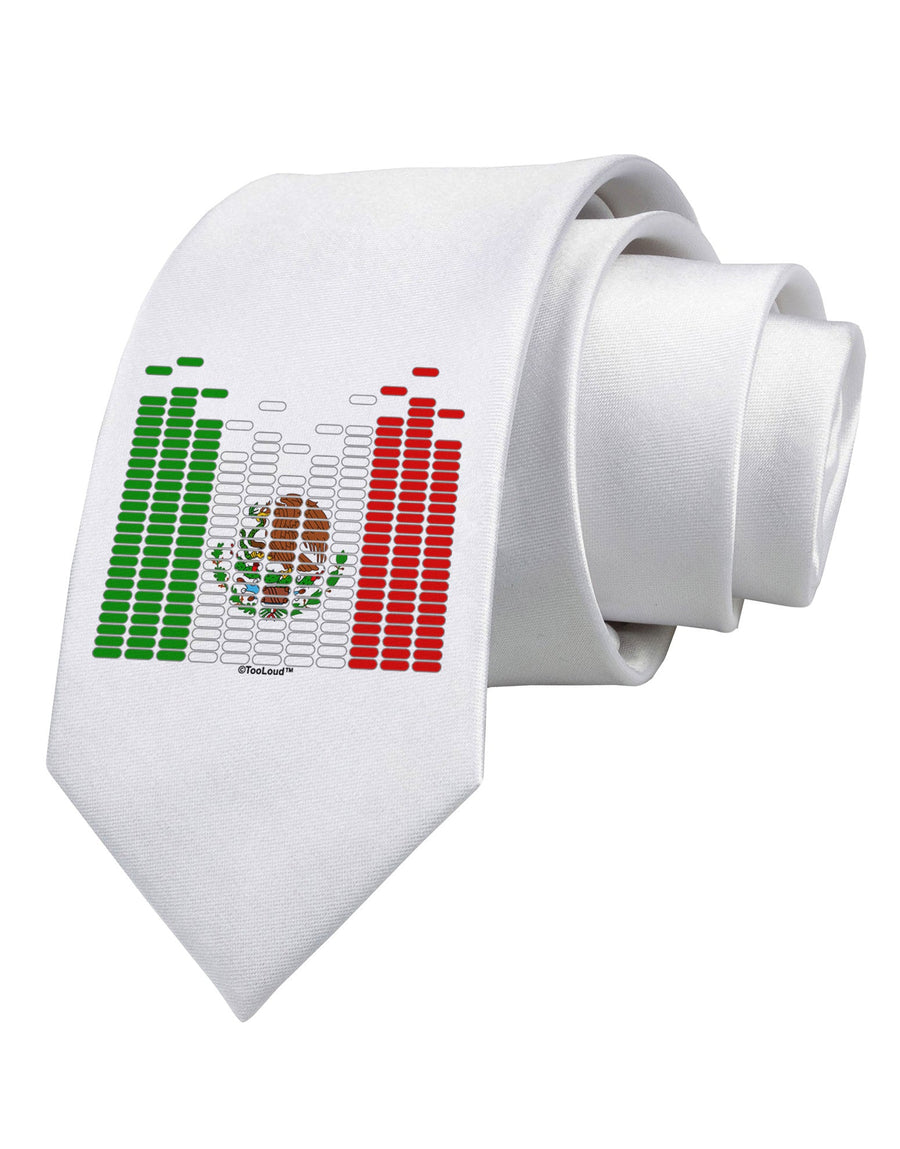 Mexican Flag Levels - Cinco De Mayo Printed White Necktie