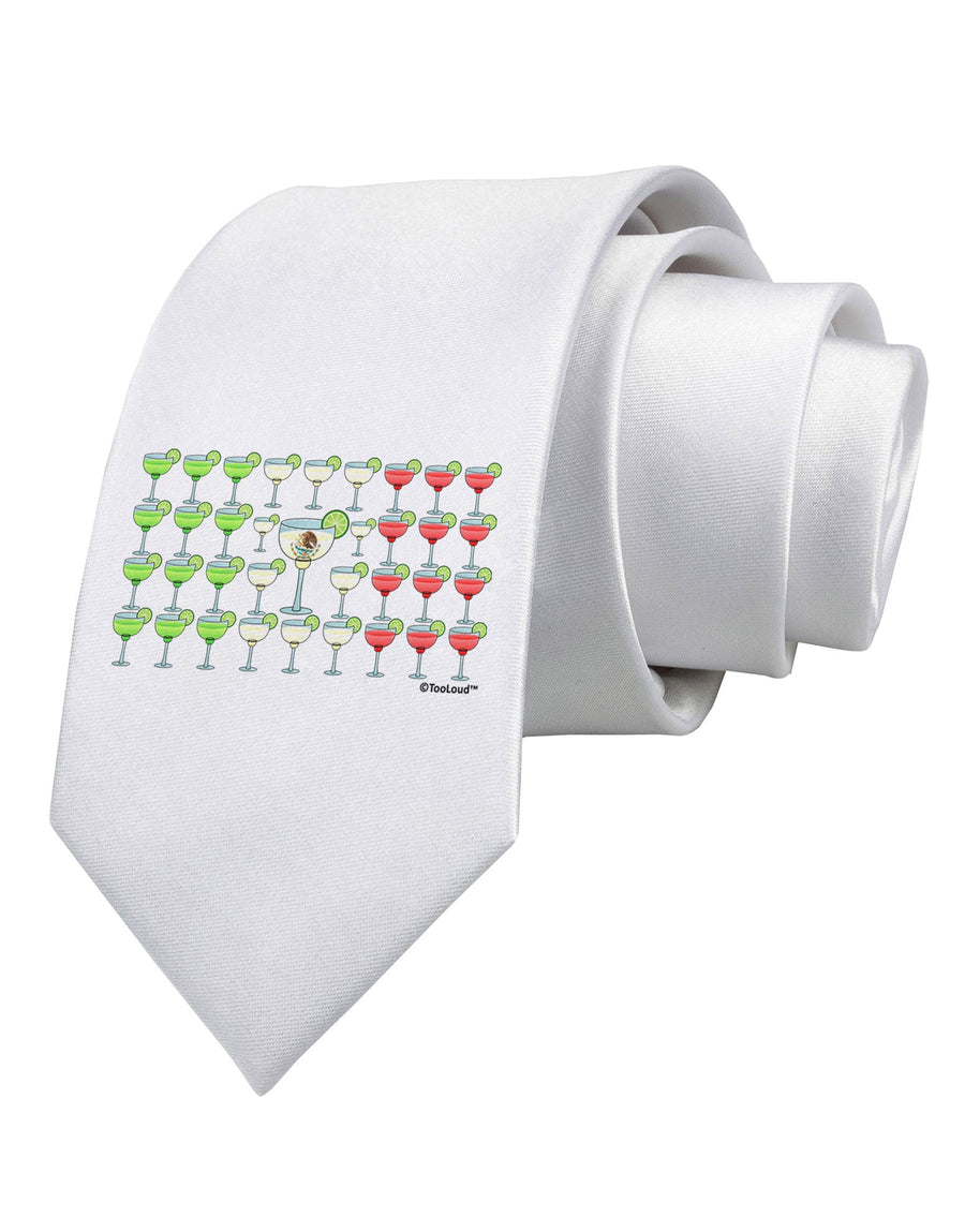 Mexican Flag of Margaritas Printed White Necktie by TooLoud