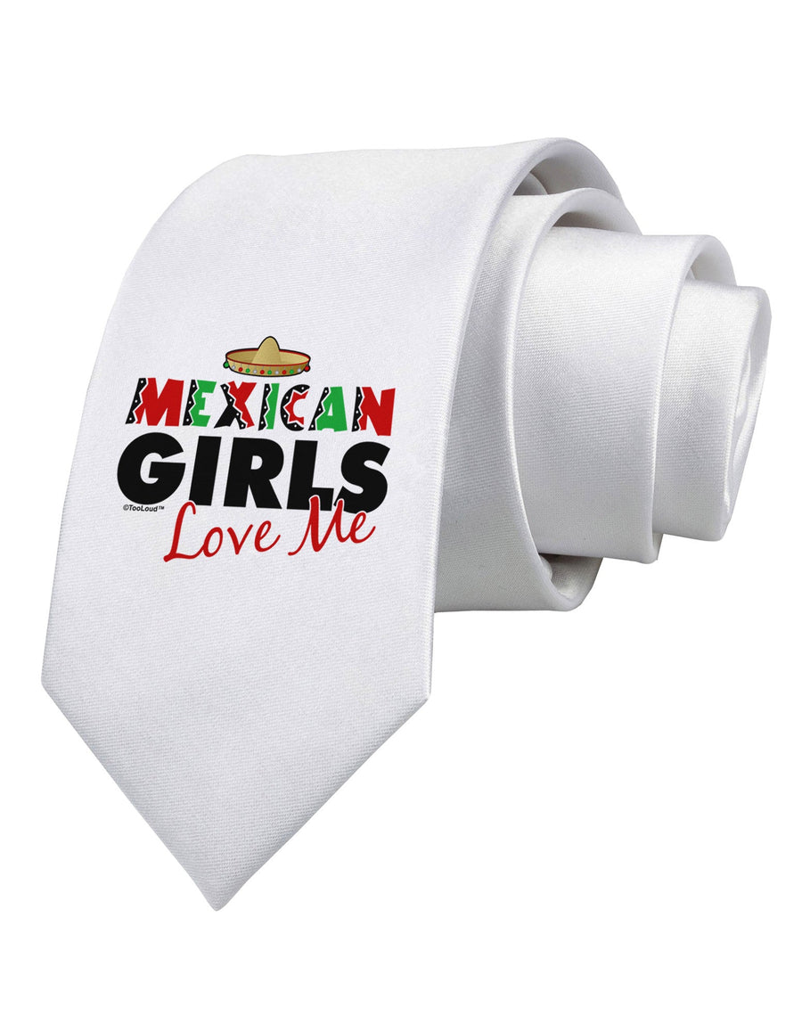 Mexican Girls Love Me Printed White Necktie