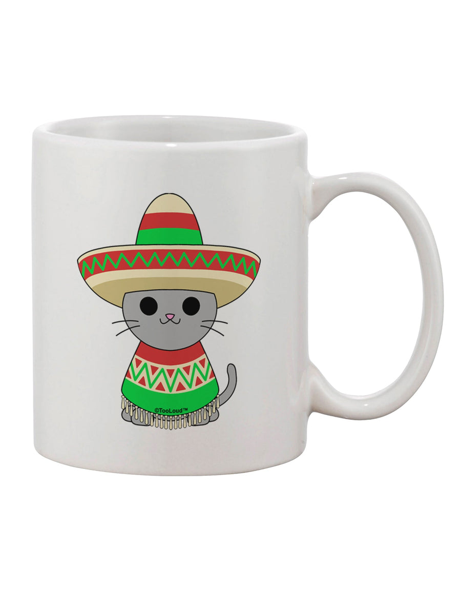 Mexican-inspired Cat Print 11 oz Coffee Mug - Expertly Crafted by TooLoud-11 OZ Coffee Mug-TooLoud-White-Davson Sales