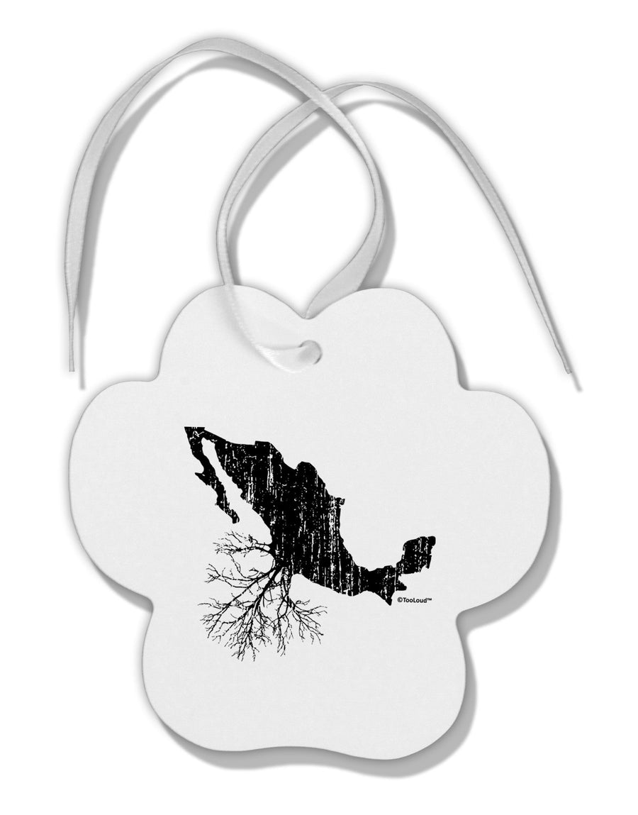 Mexican Roots Design - Distressed Paw Print Shaped Ornament by TooLoud-Ornament-TooLoud-White-Davson Sales