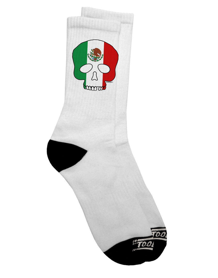 Mexican Skull Flag Adult Crew Socks - Enhancing Your Style with a Touch of Cultural Pride - TooLoud-Socks-TooLoud-White-Ladies-4-6-Davson Sales