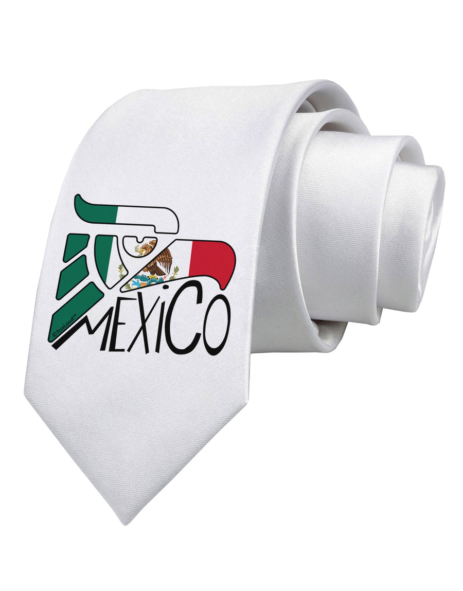 Mexico Eagle Symbol - Mexican Flag - Mexico Printed White Necktie by TooLoud