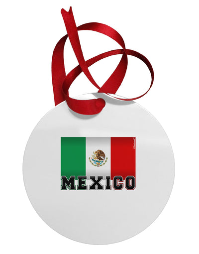 Mexico Flag Circular Metal Ornament-Ornament-TooLoud-White-Davson Sales