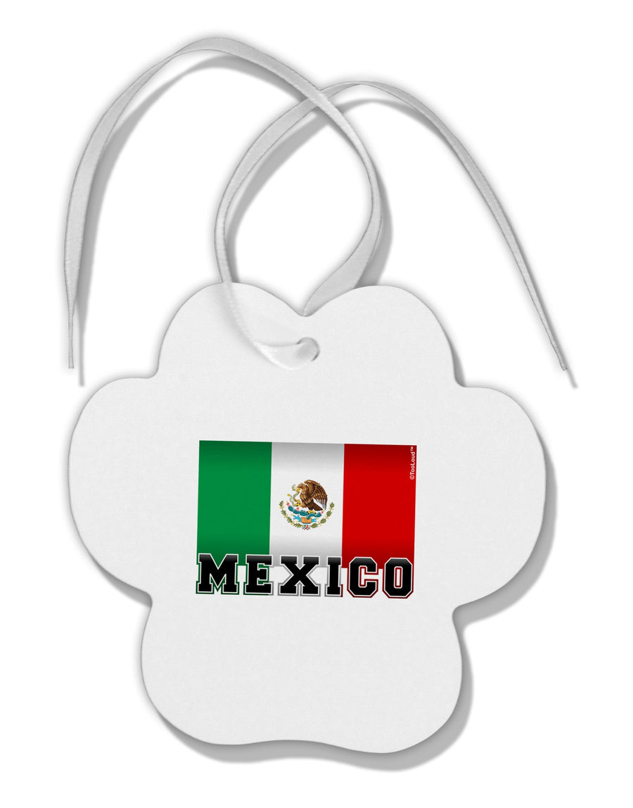 Mexico Flag Paw Print Shaped Ornament-Ornament-TooLoud-White-Davson Sales