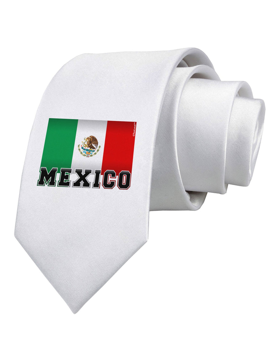 Mexico Flag Printed White Necktie