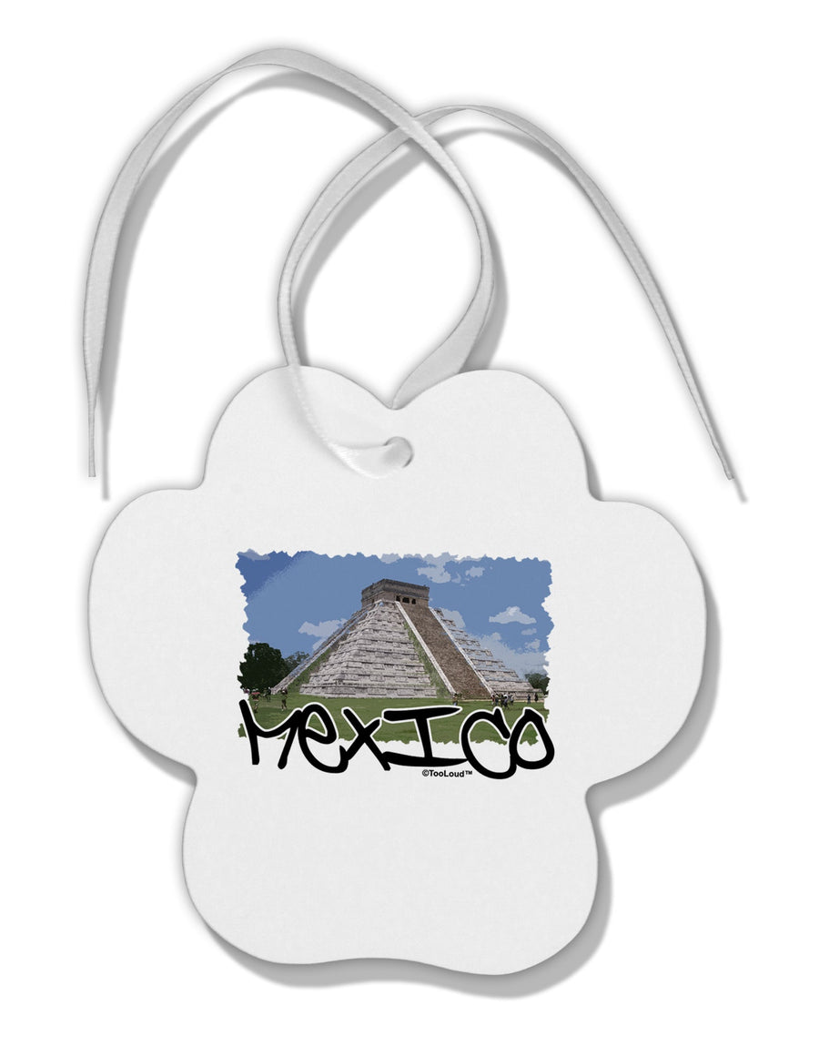 Mexico - Mayan Temple Cut-out Paw Print Shaped Ornament by TooLoud-Ornament-TooLoud-White-Davson Sales