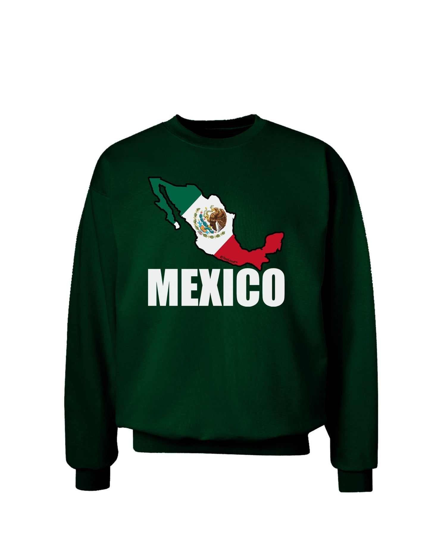 Mexico Outline - Mexican Flag - Mexico Text Adult Dark Sweatshirt by TooLoud-Sweatshirts-TooLoud-Deep-Forest-Green-Small-Davson Sales