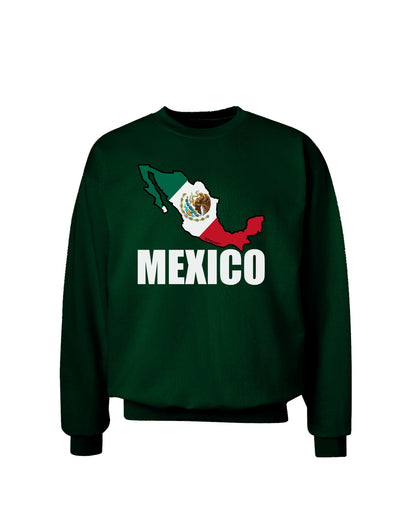 Mexico Outline - Mexican Flag - Mexico Text Adult Dark Sweatshirt by TooLoud-Sweatshirts-TooLoud-Deep-Forest-Green-Small-Davson Sales